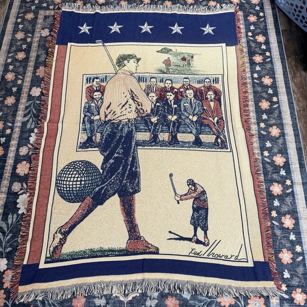 Americana Style Country Club Golf Throw Blanket Stars & Stripes Howard Design